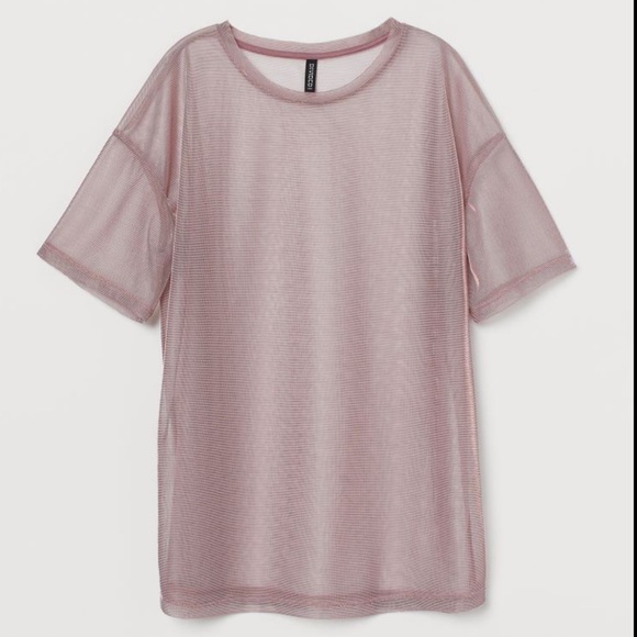 H&M Tops - H&M Mesh pink chrome T shirt
